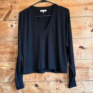 Rag & Bone Black Ribbed Vneck Sweater